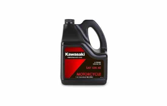Image of a black bottle of Kawasaki oil.